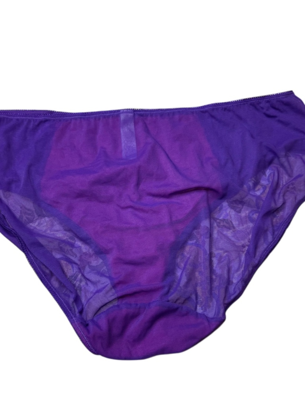 CACIQUE Intimates Purple Lace Bikini Panty with Teal Floral Stitching - Picture 5 of 16
